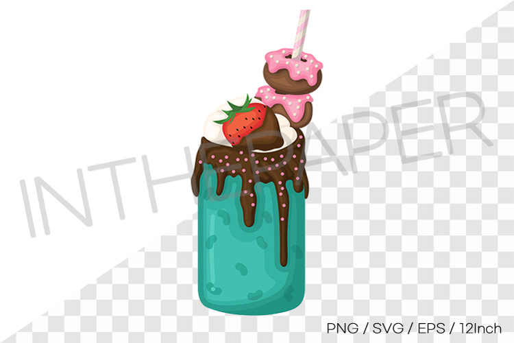 Mint mint choco monster milkshake PNG EPS SVG vector illust example image 1