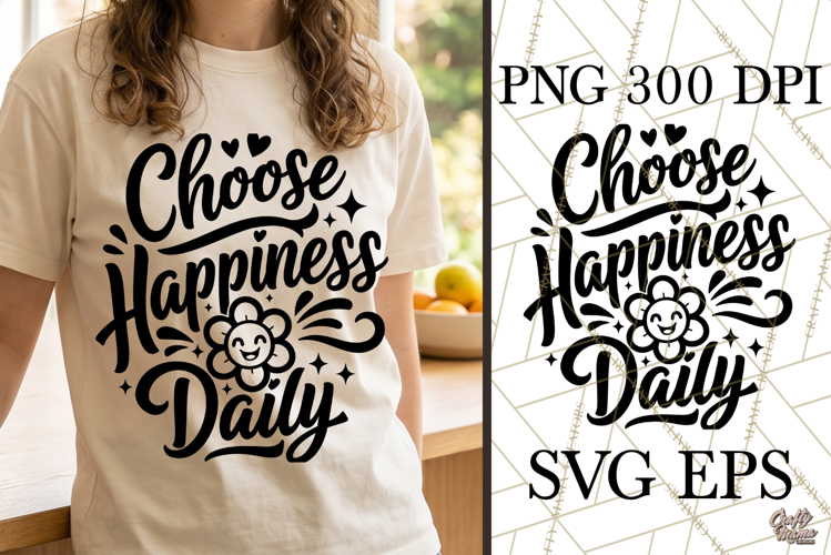 Choose Happiness Daily SVG PNG Inspirational Quote