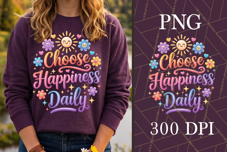 Choose Happiness Daily PNG Inspirational Quote