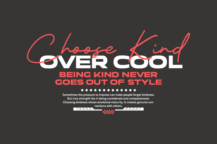 Choose Kind Over Cool Urban Typography T-shirt Design example image 1