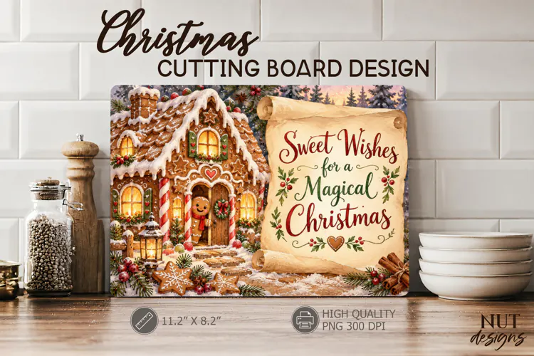 Gingerbread Christmas Cutting Board Christmas wishes