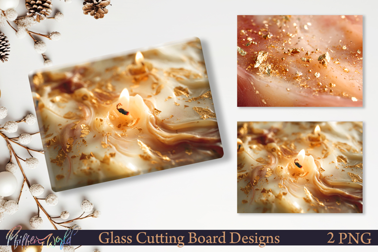 Luxury Candle Marble Cutting Board Design PNG