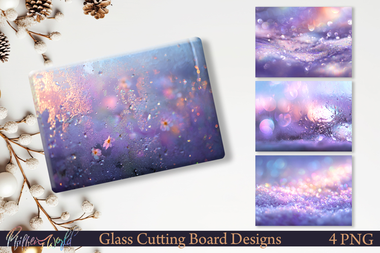 Winter Cutting Board Design Lavender Ice Bokeh Glass Board