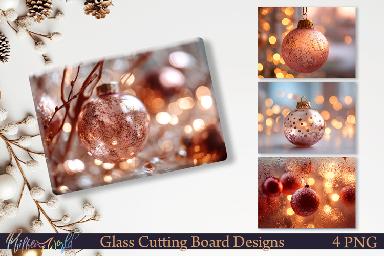 Winter Cutting Board Design Rose Gold Christmas Ornaments