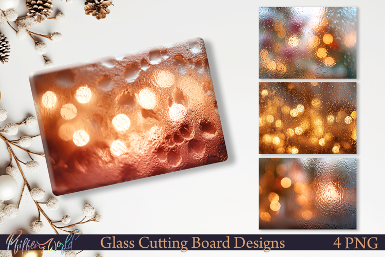 Winter Cutting Board Design Warm Glow Lights PNG
