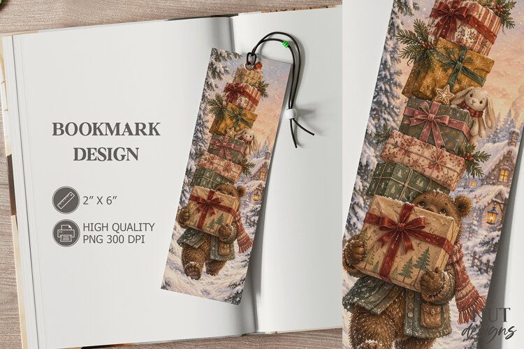 Christmas Bear Gifts Bookmark festive storybook Bookmark