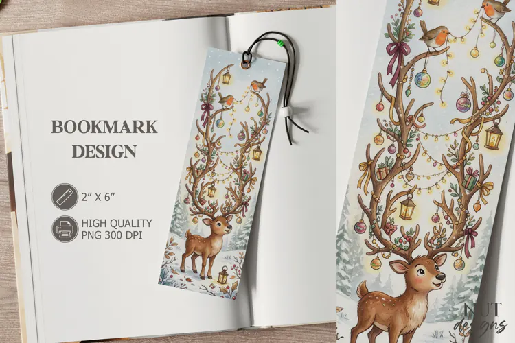 Christmas Reindeer Antlers Bookmark festive storybook