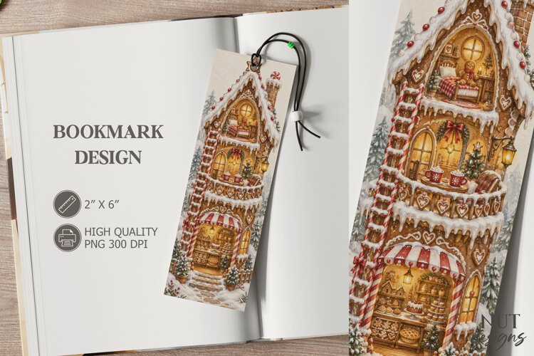 Cozy Gingerbread Bakery Bookmark festive storybook example image 1
