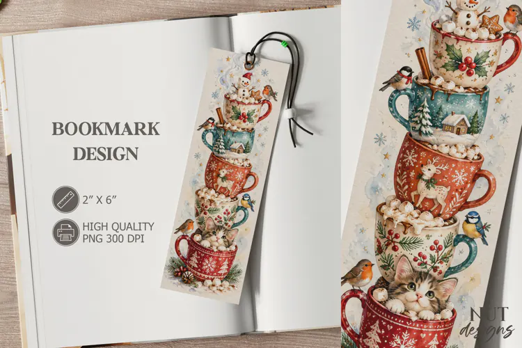 Christmas Cocoa Kitten Bookmark festive storybook