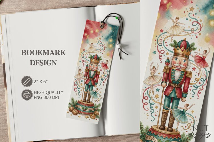 Nutcracker King Ballet Christmas Bookmark festive storybook example image 1