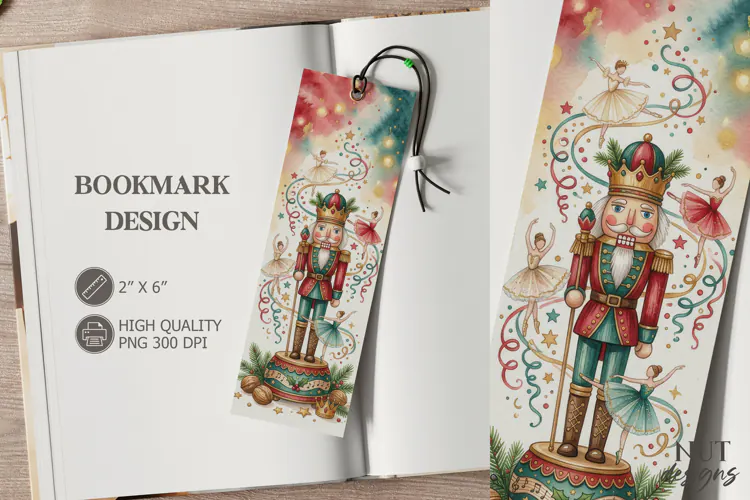 Nutcracker King Ballet Christmas Bookmark festive storybook