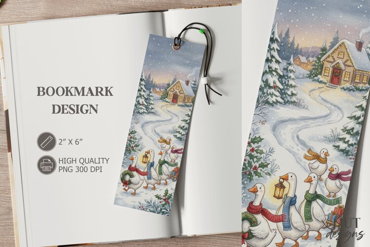 Christmas Geese Winter Walk Bookmark festive storybook example image 1