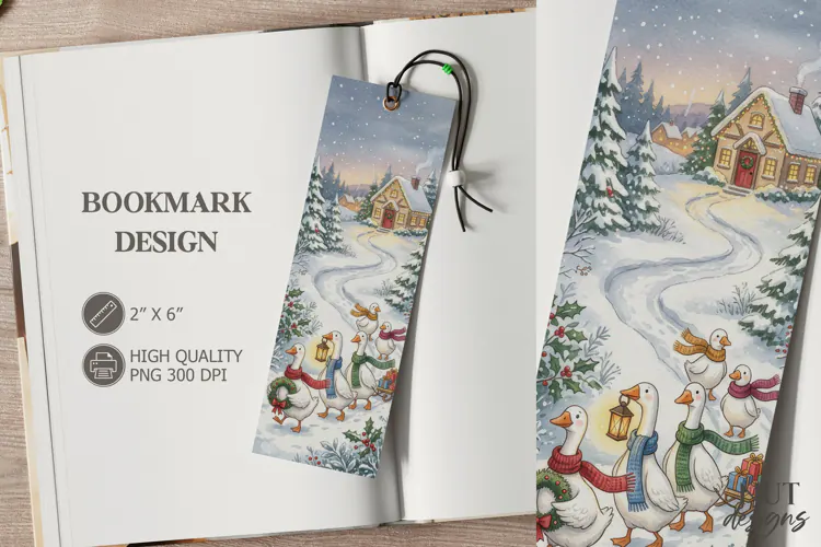 Christmas Geese Winter Walk Bookmark festive storybook