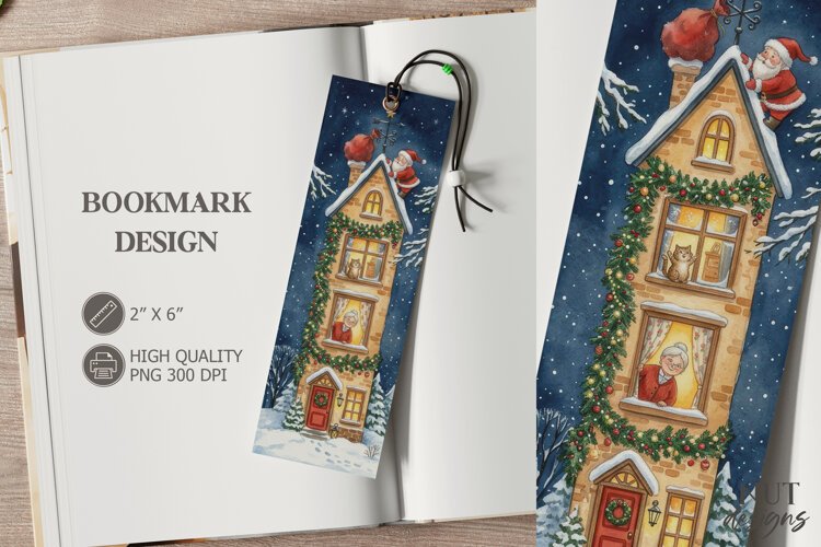 Santa Snowy Storybook House Bookmark festive storybook example image 1