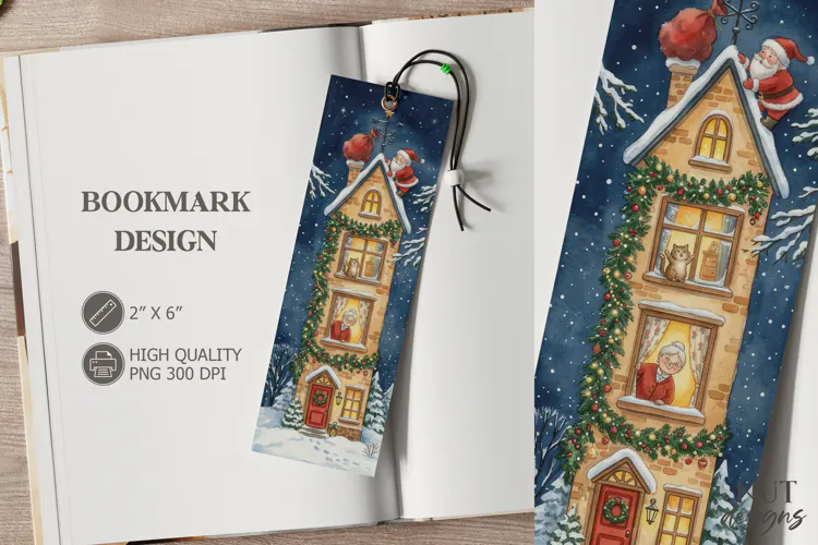 Santa Snowy Storybook House Bookmark festive storybook