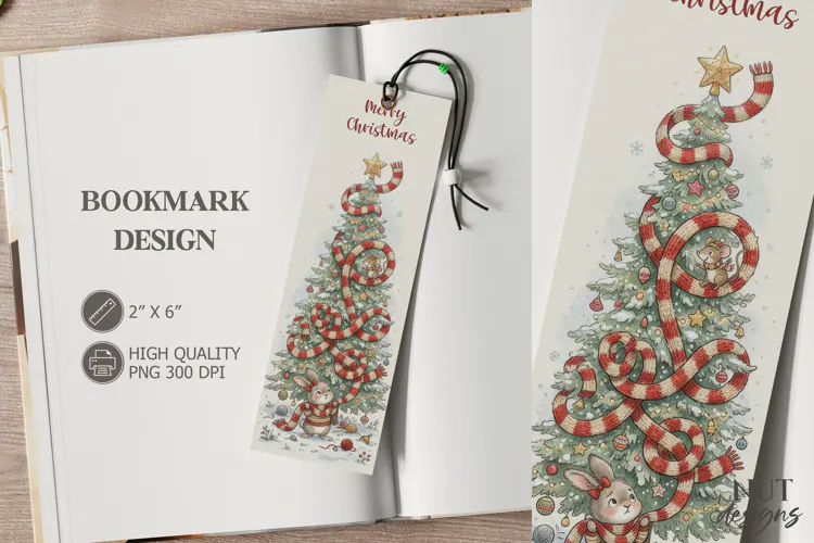 Merry Christmas Scarf Tree Bookmark Funny storybook Bookmark