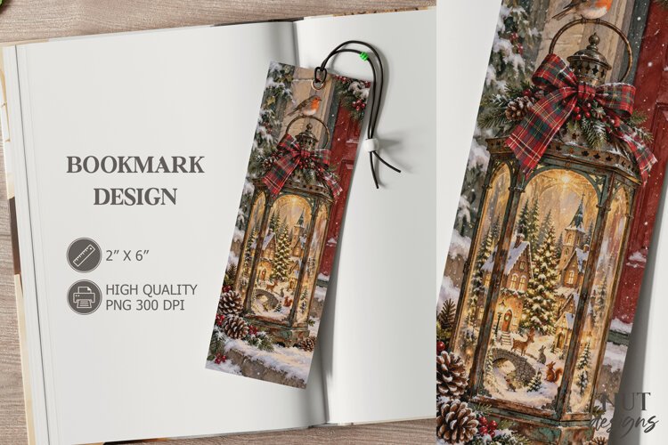 Christmas Village Lantern Bookmark festive storybook example image 1