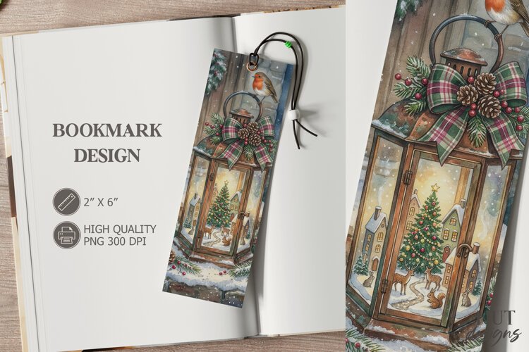 Christmas Robin Lantern Bookmark festive storybook example image 1