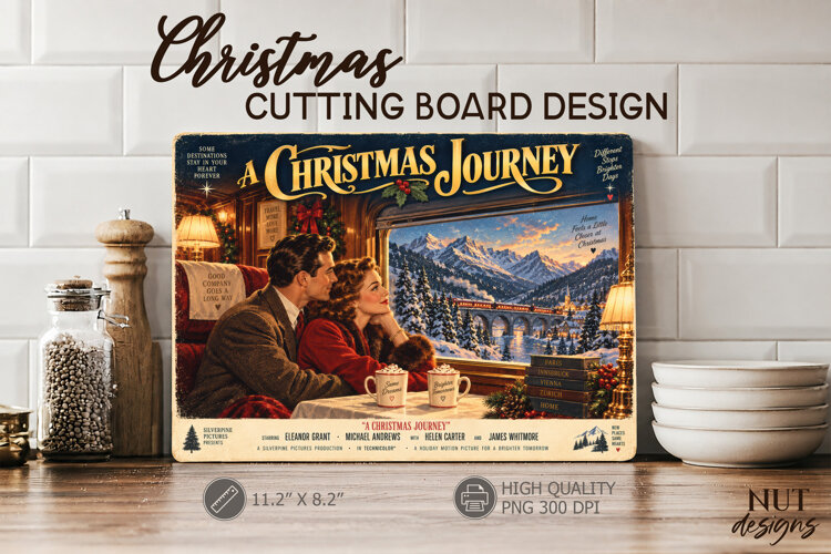 Vintage Christmas Journey Cutting Board example image 1