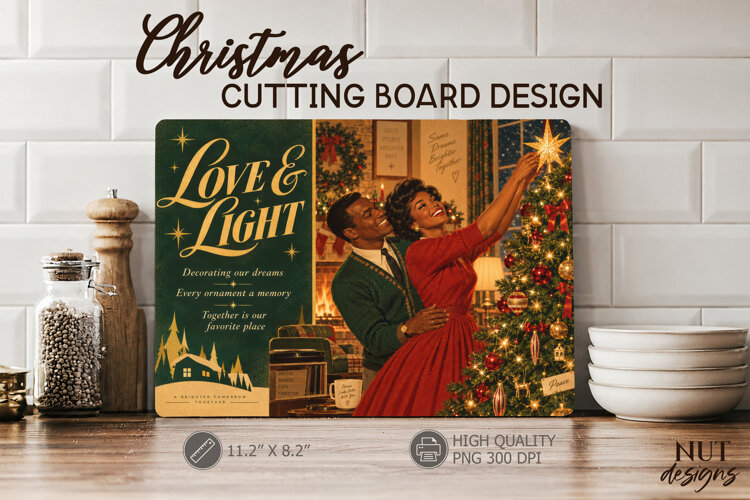 Vintage Christmas Love & Light Cutting Board Movie poster example image 1