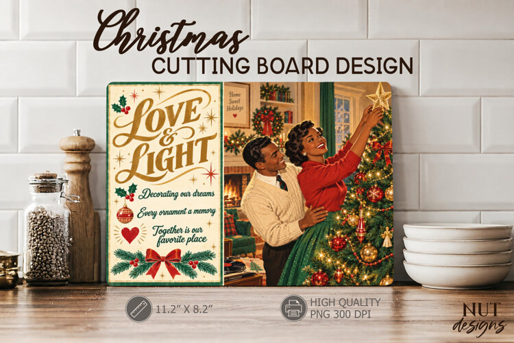 Vintage Christmas Love & Light Cutting Board Movie poster example image 1