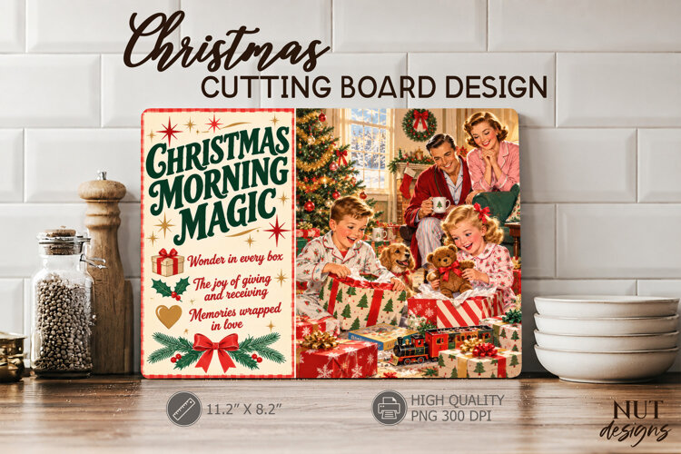 Vintage Christmas Morning Memories Cutting Board Movie post example image 1