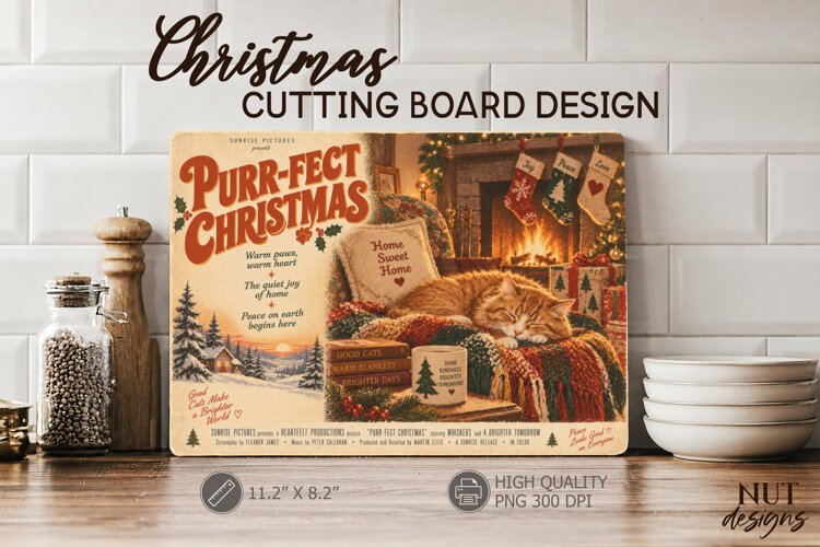 Purr-fect Christmas Cutting Board Movie poster example image 1