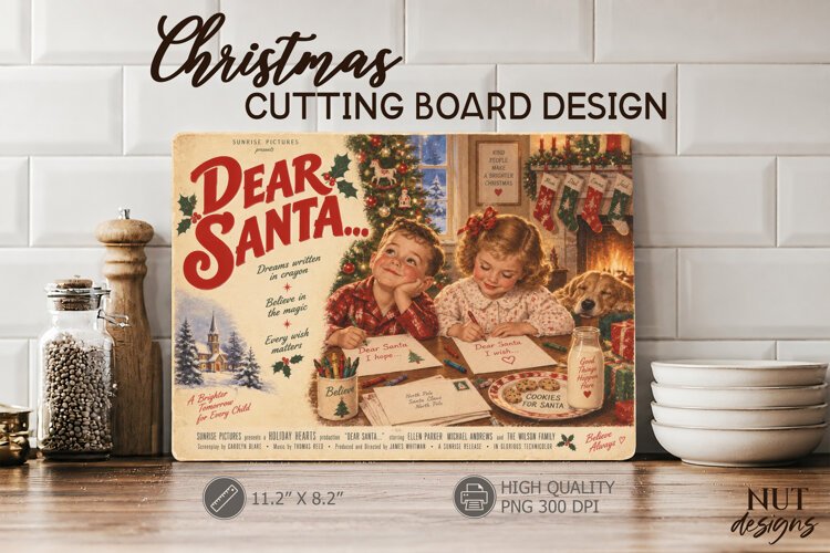 Dear Santa Christmas Cutting Board Movie poster example image 1