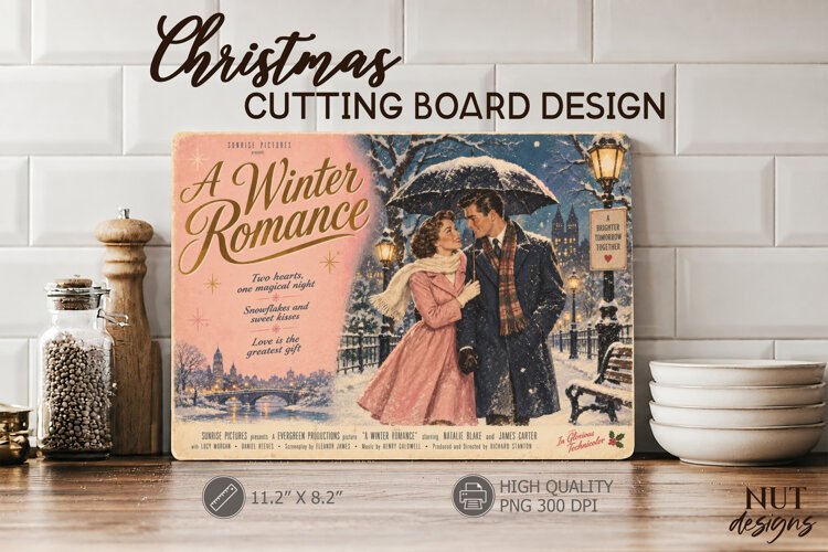 Winter Romance Cutting Board romantic couple Movie poster example image 1