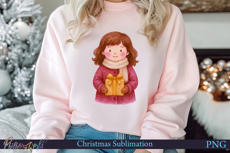 Christmas Sublimation | Mulberry Pie Color| girl with gift