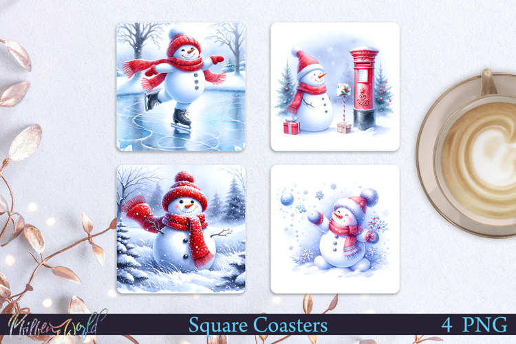 Winter Square Coasters | Snowman| Playing