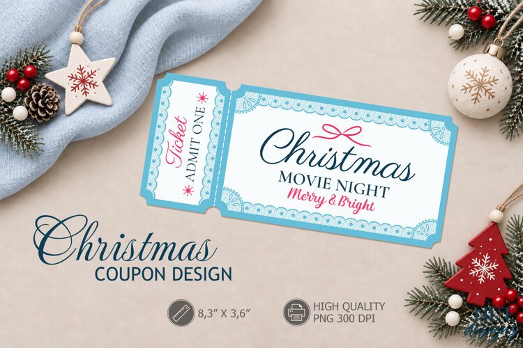 Christmas Movie Night Lace Coupon Christmas ticket printable example image 1
