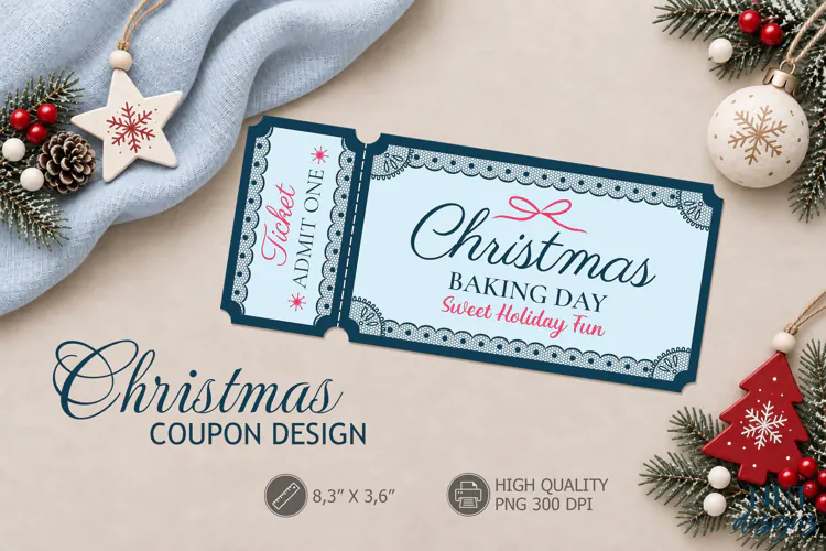 Christmas Baking Day Coupon Lace Christmas ticket printable