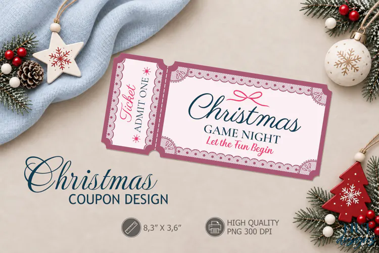 Christmas Game Night Coupon Lace Christmas ticket printable