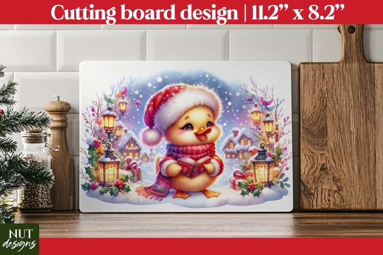 Christmas cutting board PNG, Christmas Duck Cutting Board