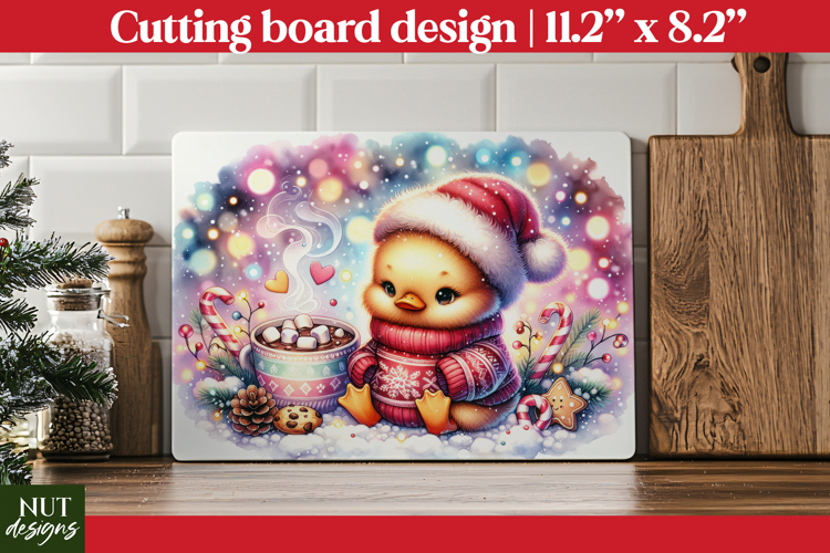Christmas cutting board PNG, Christmas Duck Cutting Board