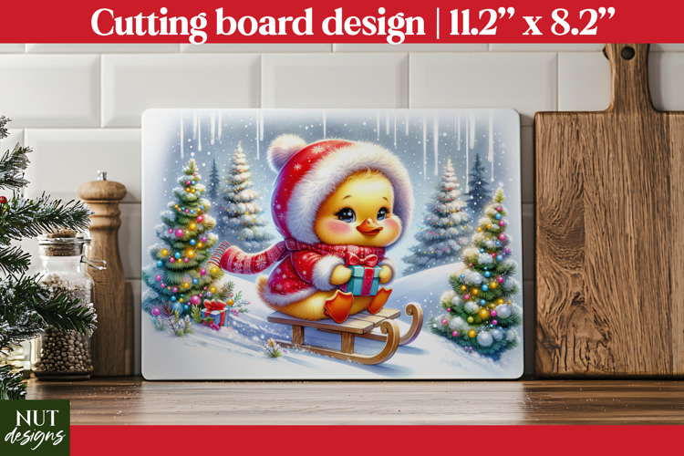 Christmas cutting board PNG, Christmas Duck Cutting Board