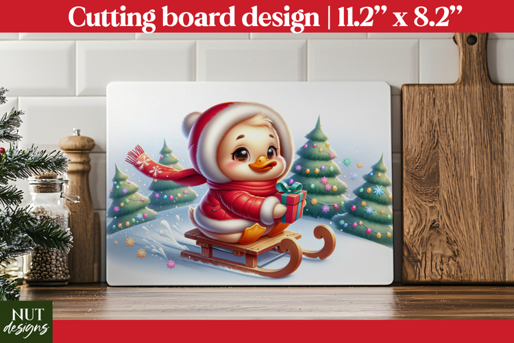 Christmas cutting board PNG, Christmas Duck Cutting Board