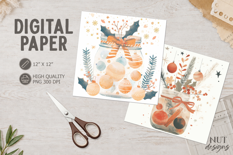 Christmas Jar Journal junk Modern Christmas digital paper