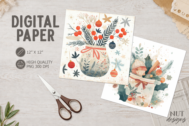 Christmas Jar Journal junk Modern Christmas digital paper