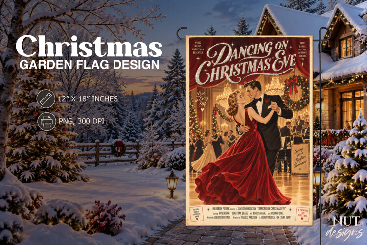 Dancing Christmas Eve Romance Garden Flag Movie Poster example image 1