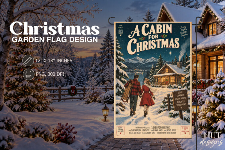 A Cabin for Christmas Garden Flag Movie Poster example image 1