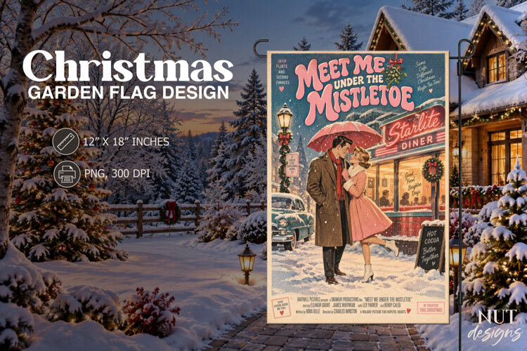 Christmas couple Garden Flag Movie Poster example image 1