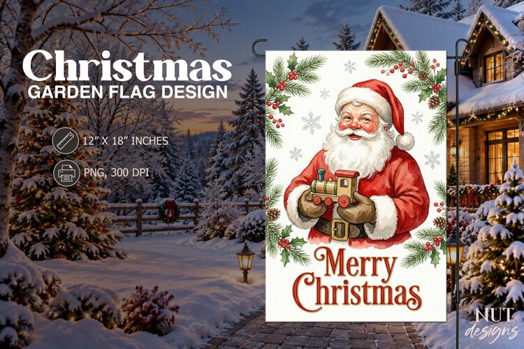 Vintage Santa Christmas Garden Flag Merry Christmas example image 1