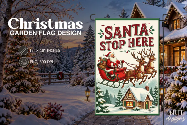 Santa Stop Here Christmas Garden Flag