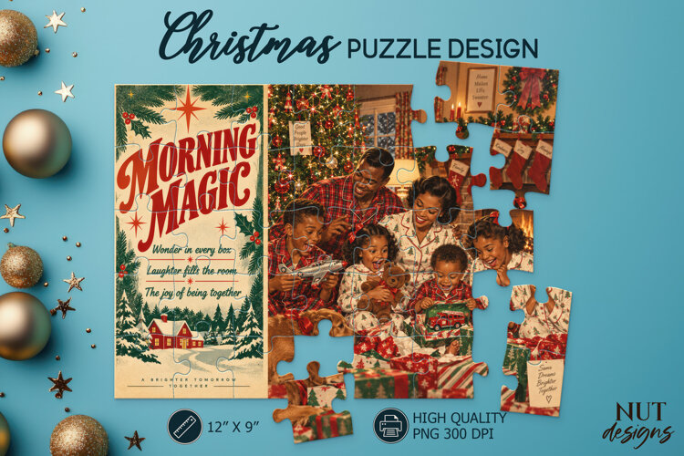 Vintage Christmas Morning Puzzle, Christmas Puzzle example image 1