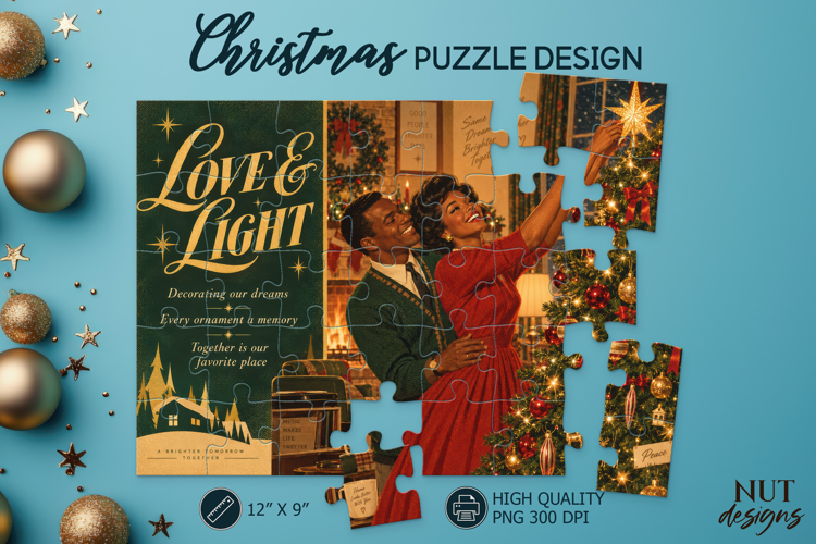 Vintage Christmas Love & Light Puzzle, Christmas Puzzle