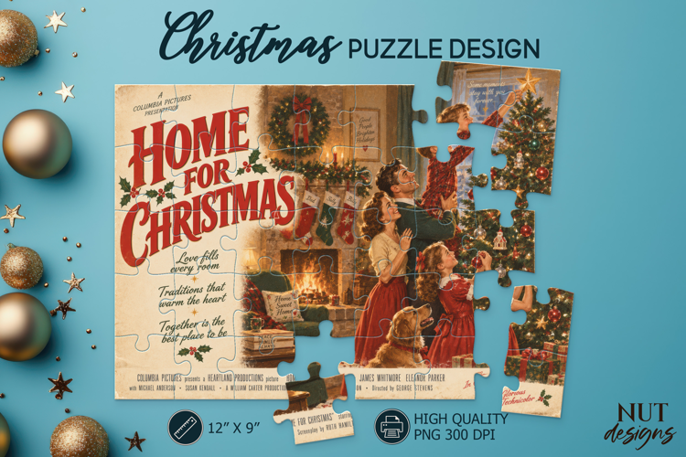 Vintage Home for Christmas Puzzle, Christmas Puzzle