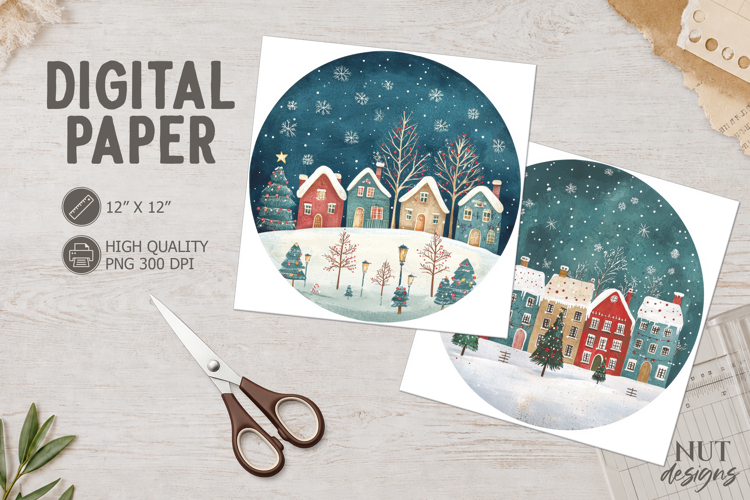 Christmas Town Digital Paper Christmas scrapbook