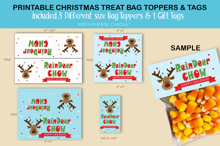 Christmas treat bag toppers svg / Reindeer Chow